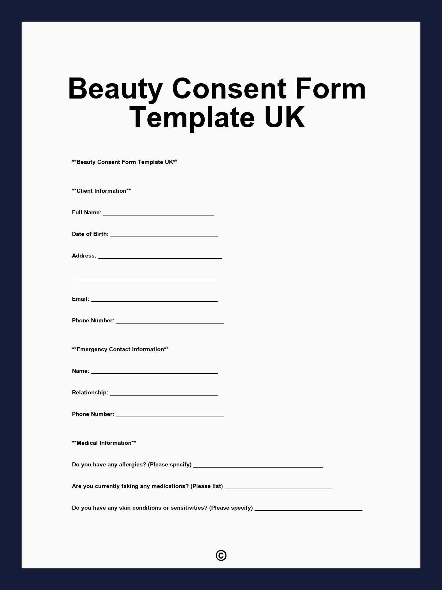 Beauty Consent Form Template UK