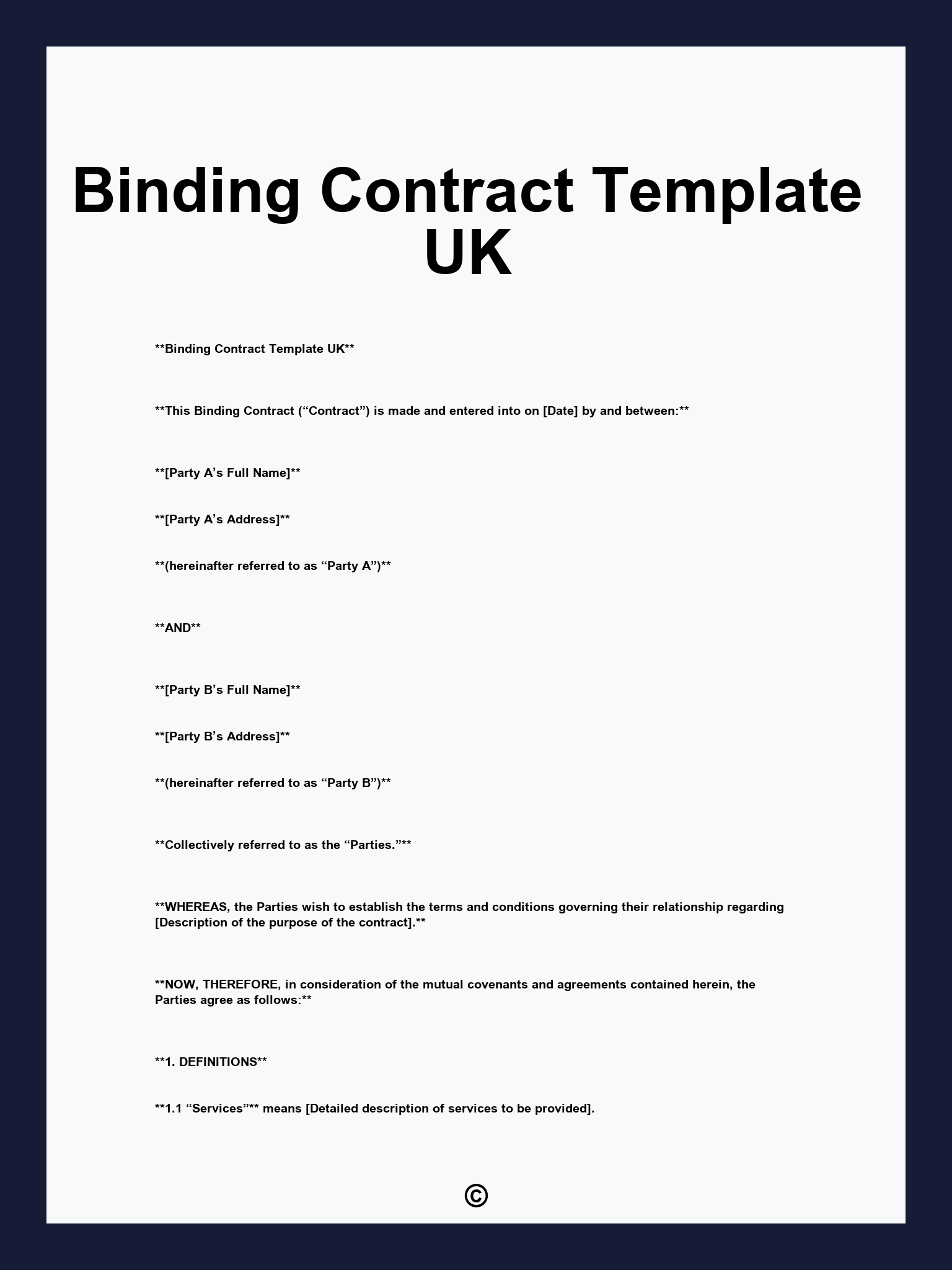 Binding Contract Template UK