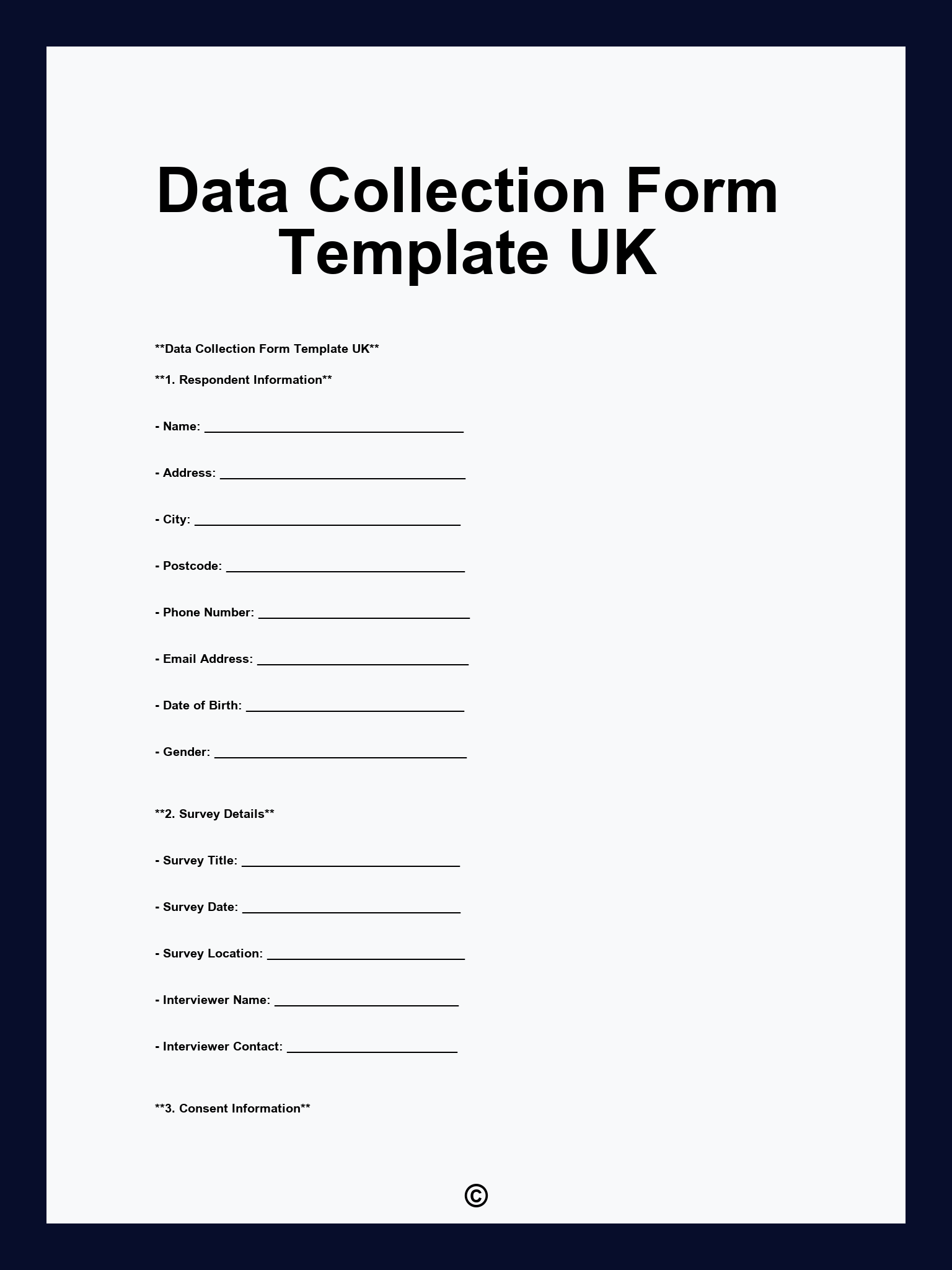 Data Collection Form Template UK