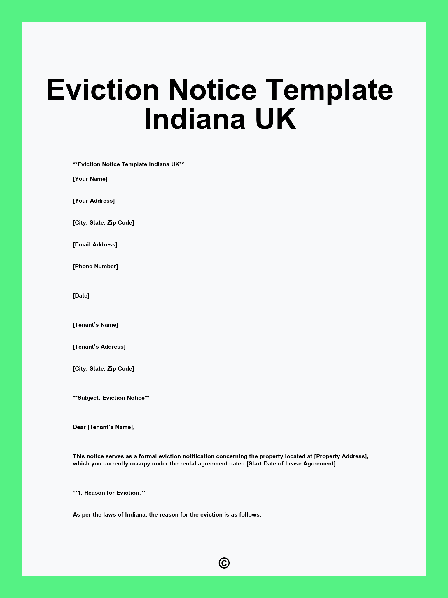 Eviction Notice Template Indiana UK