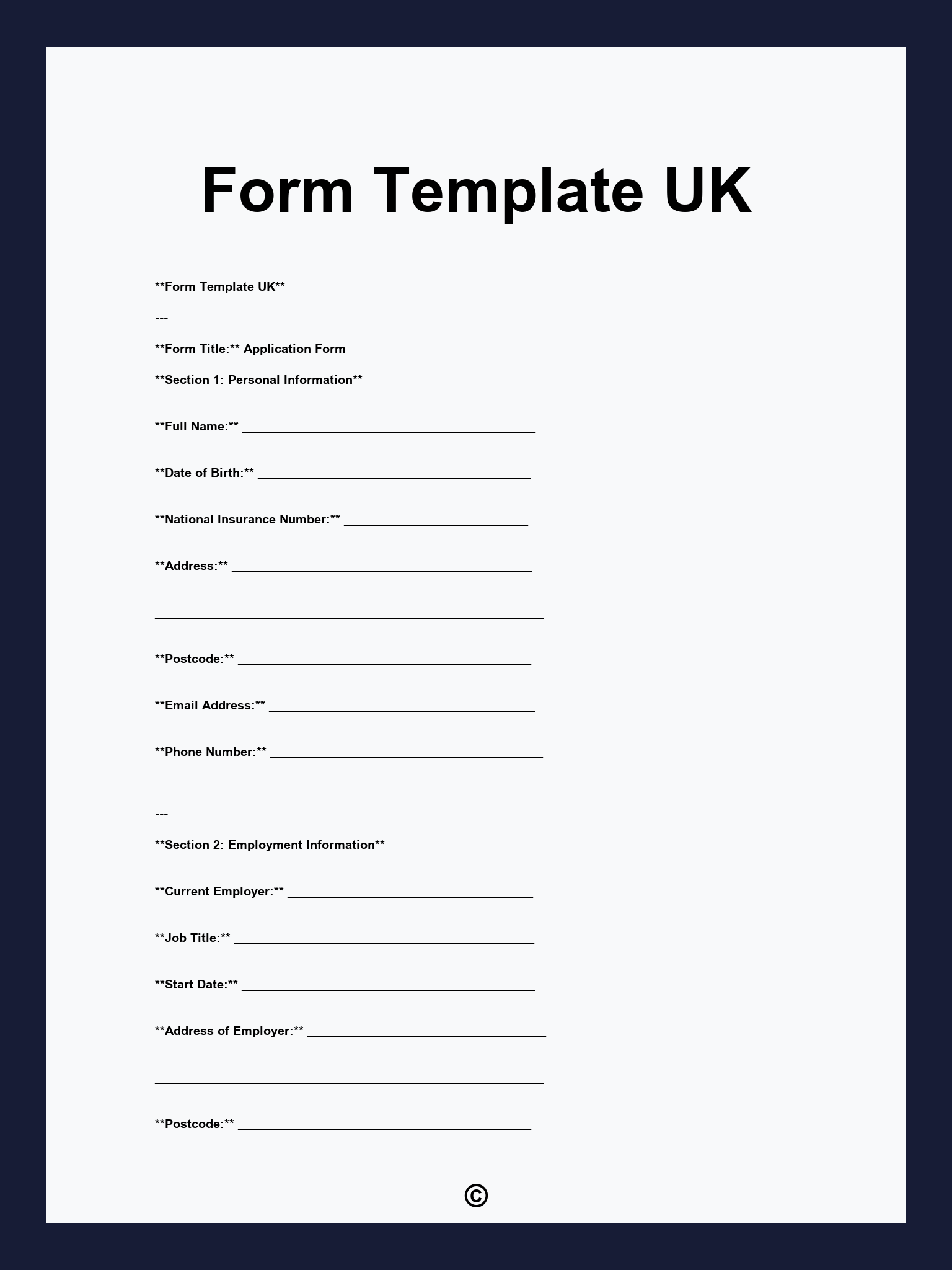 Form Template UK