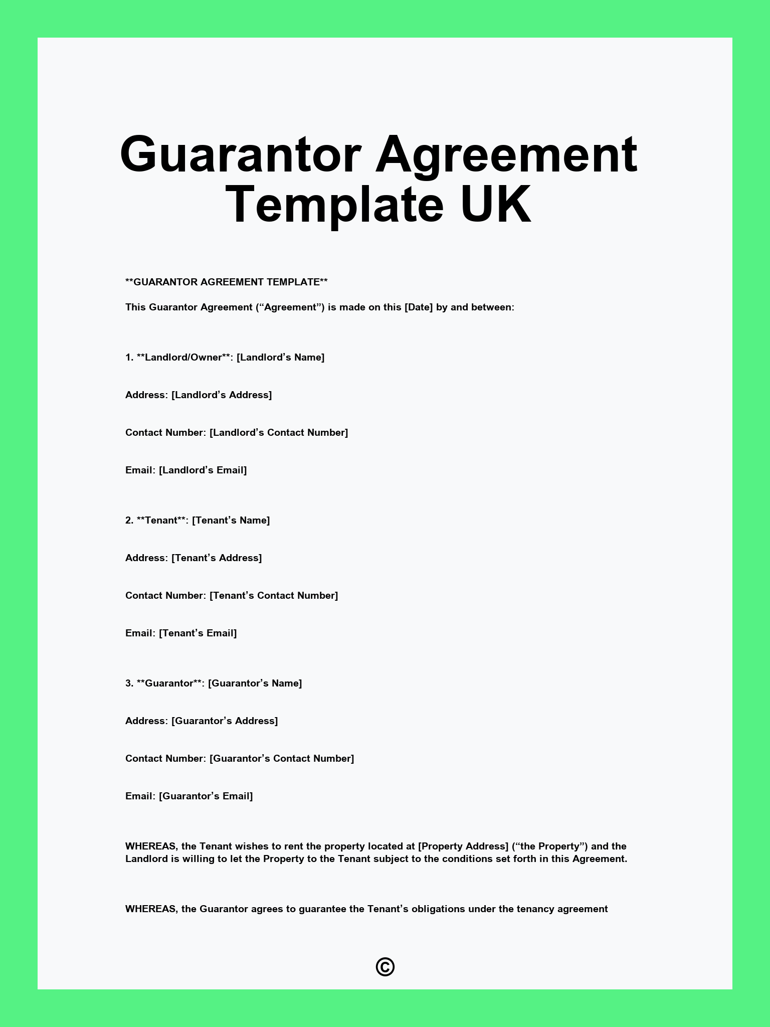 Guarantor Agreement Template UK