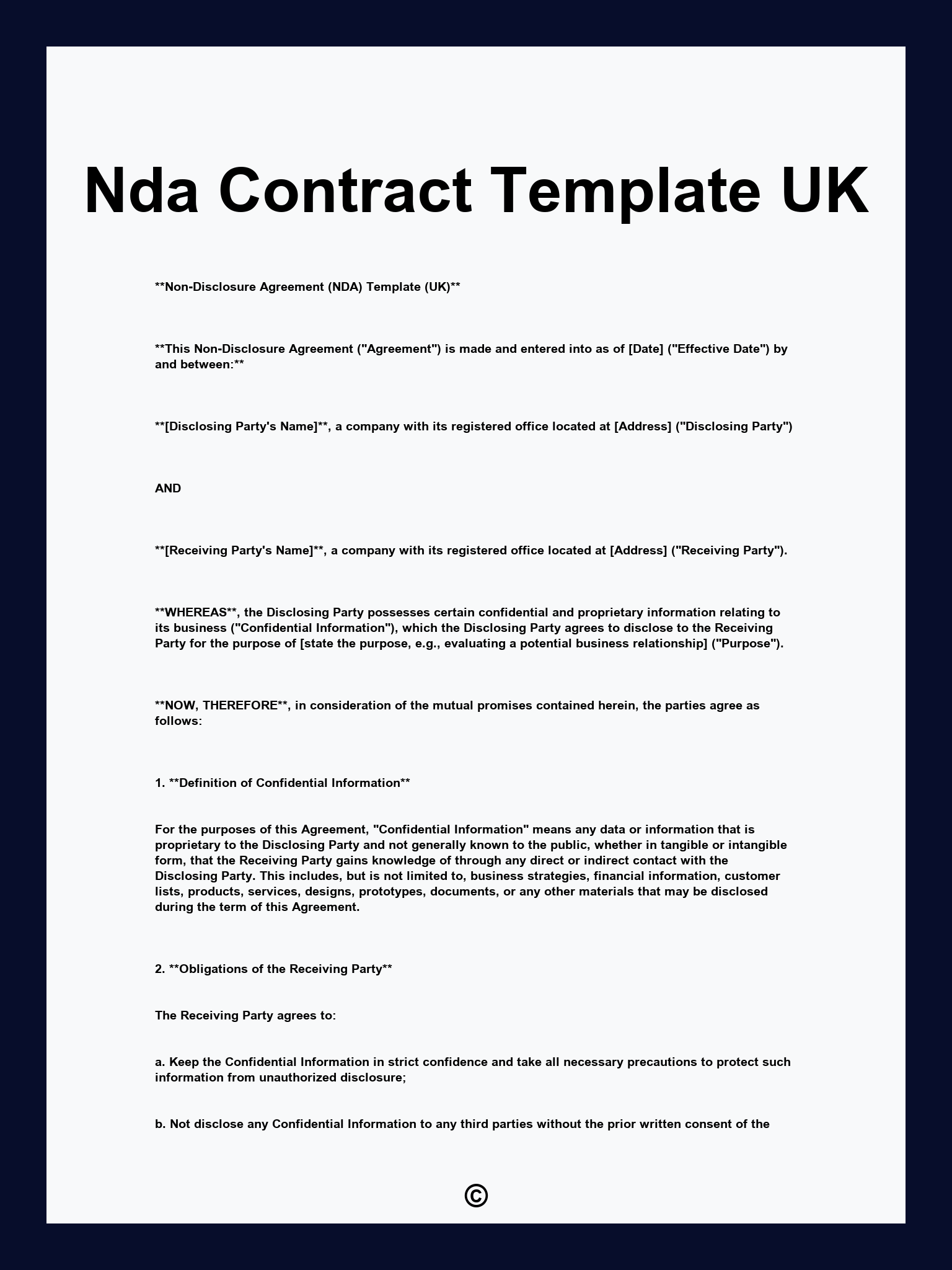 Nda Contract Template UK
