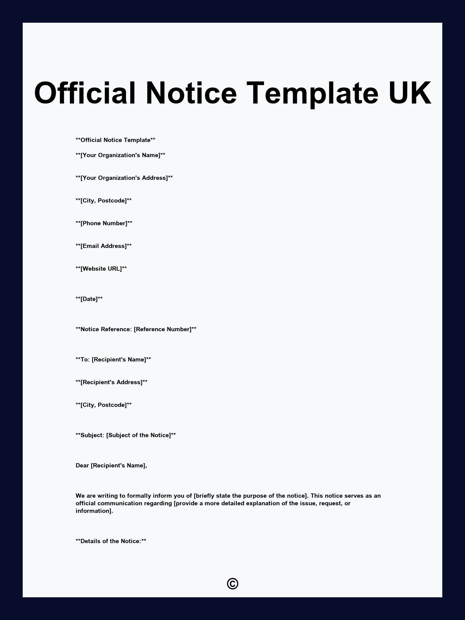 Official Notice Template UK
