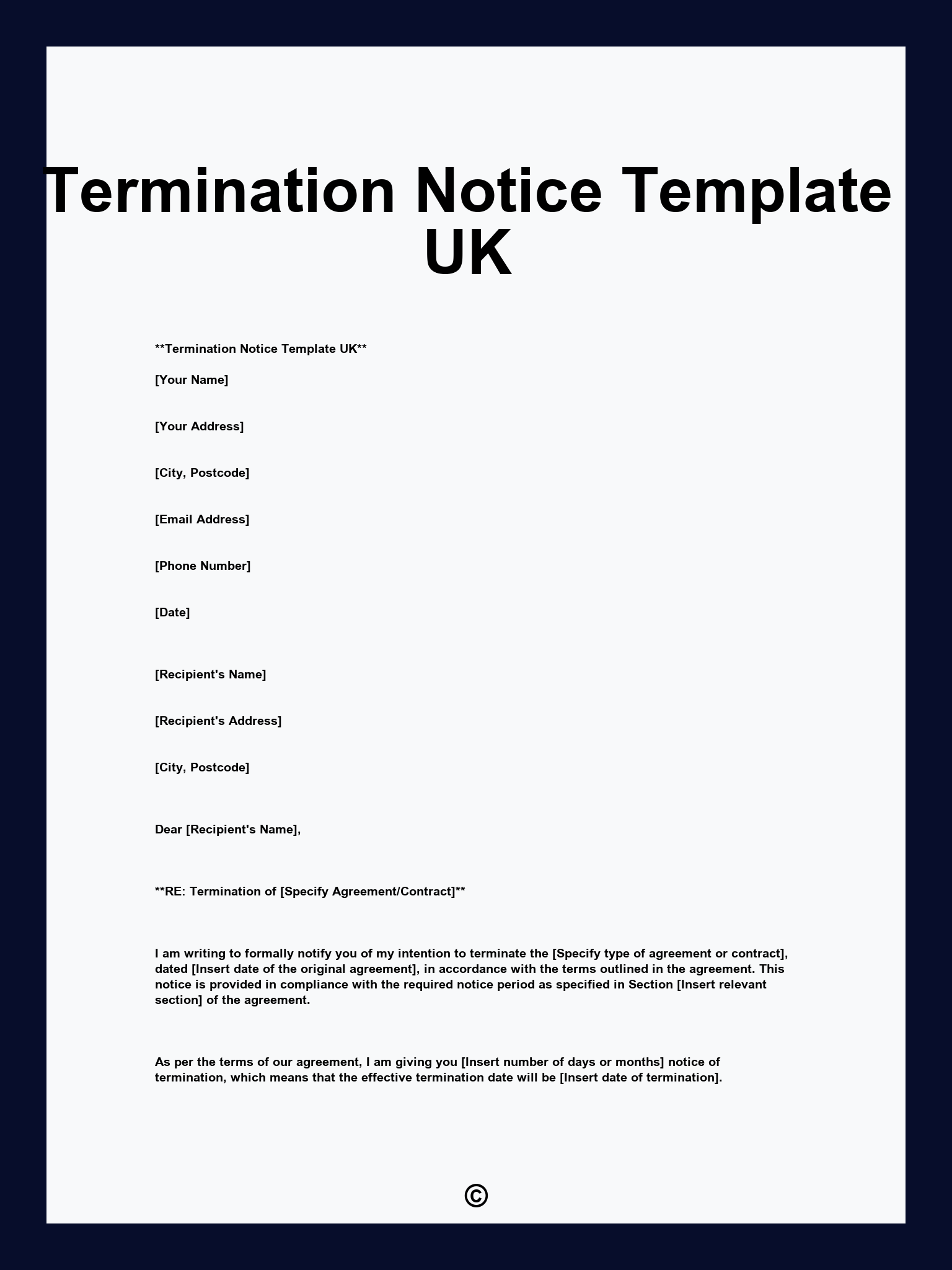 Termination Notice Template UK