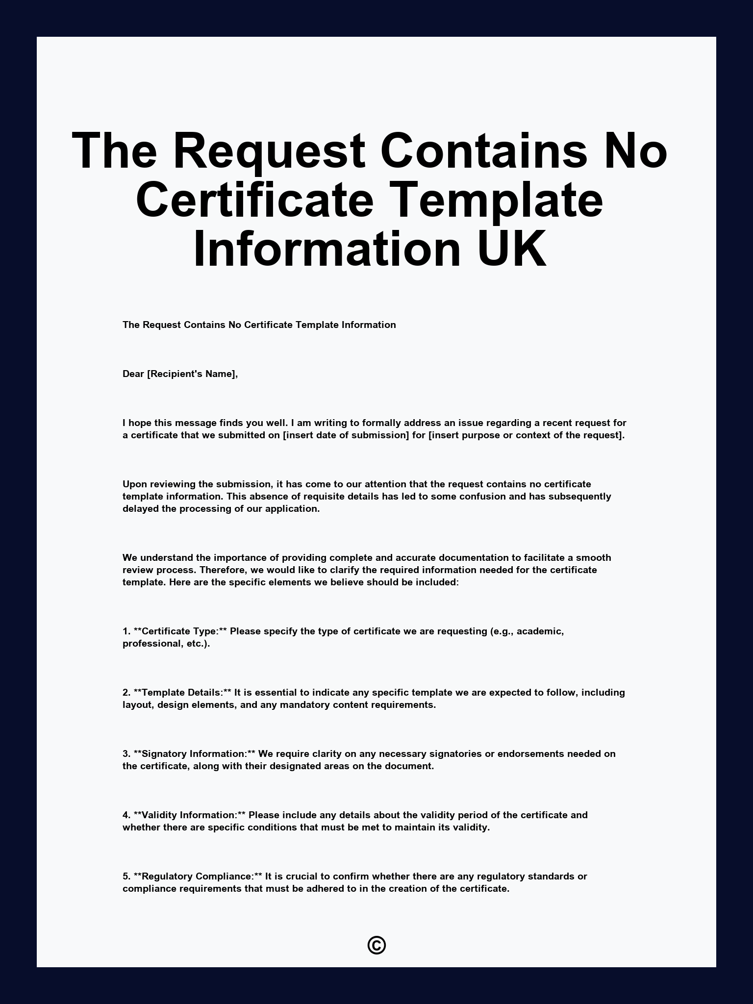 The Request Contains No Certificate Template Information UK